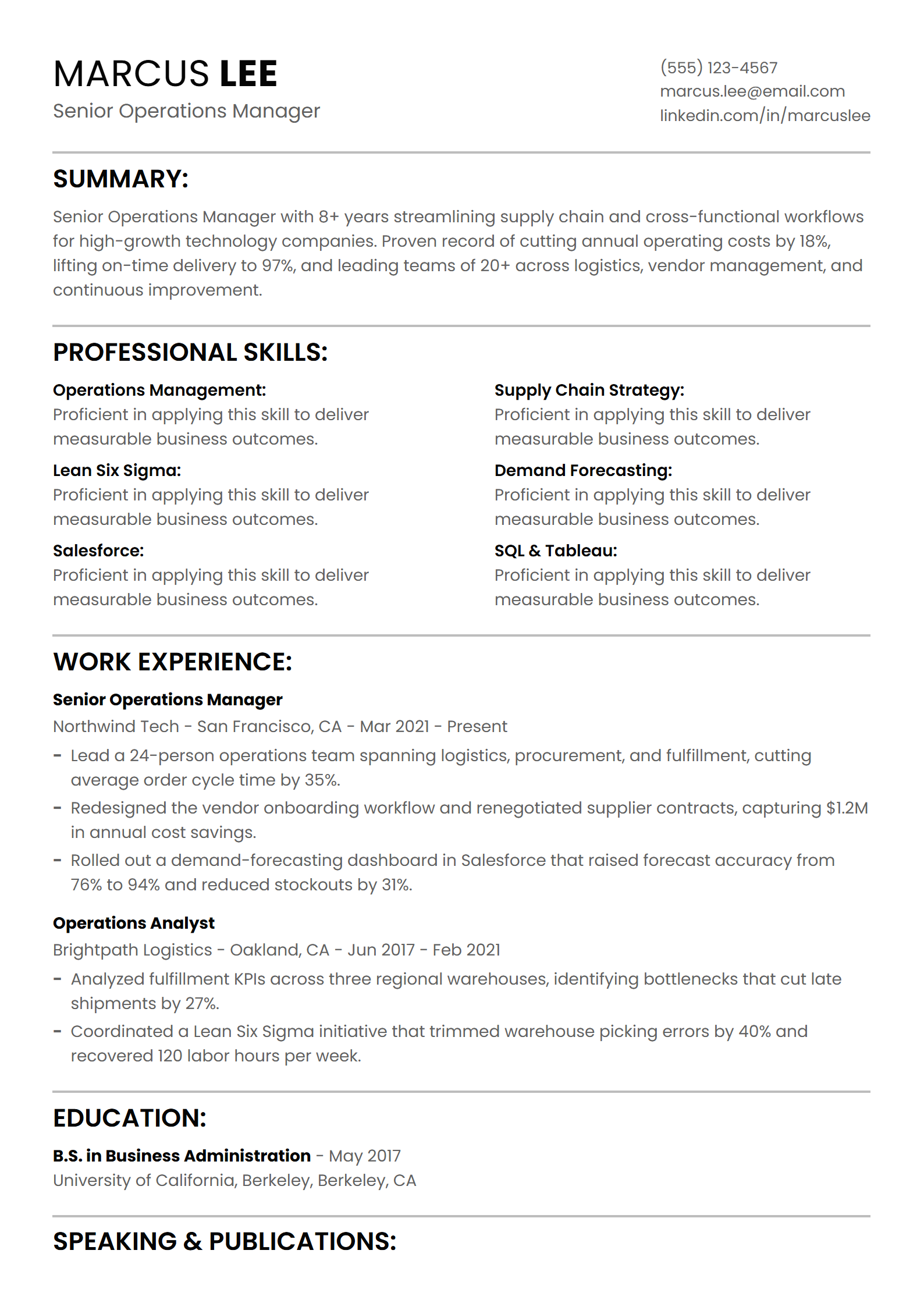 Business Resume resume template preview