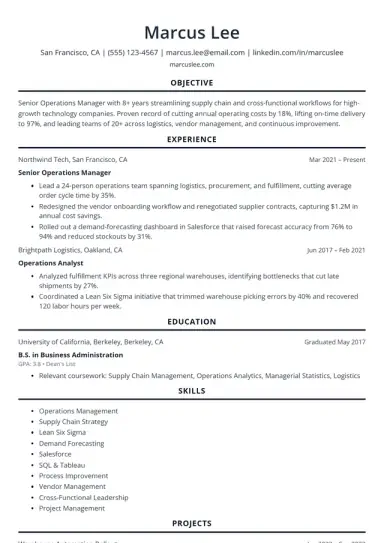 Centered Mono resume template preview